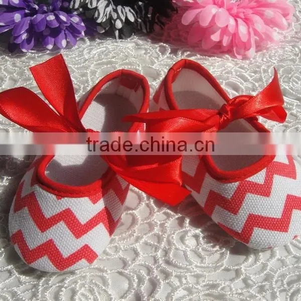 2015wholesaleColorful Chevron Girls Baby Shoes With Cute Ribbon Shoelace Prewalker Toddlers Cotton Walking Shoes photo-4