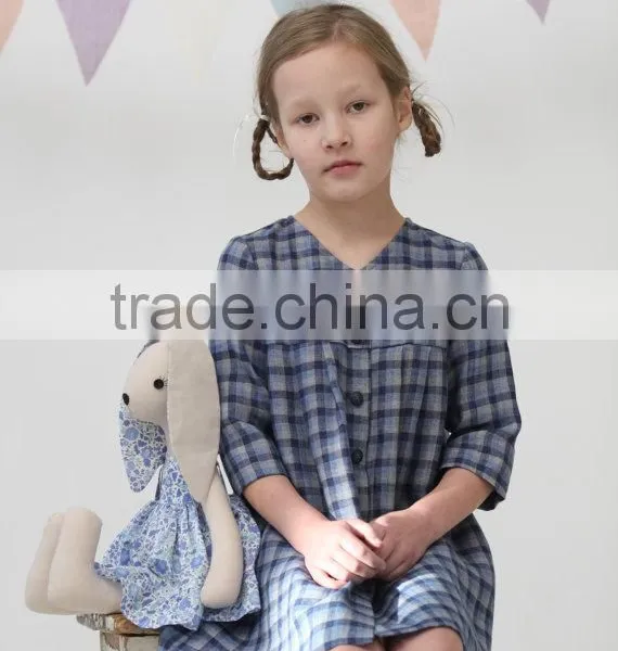 New Style Children Clothes Cotton Long Sleeve Plaid Wholesale Classical Fancy Baby Casual Dress photo-3