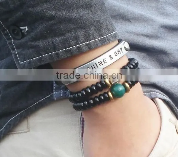 Custom Lover's Genuine Leather Anniversary Bracelets With Words Engraved photo-5