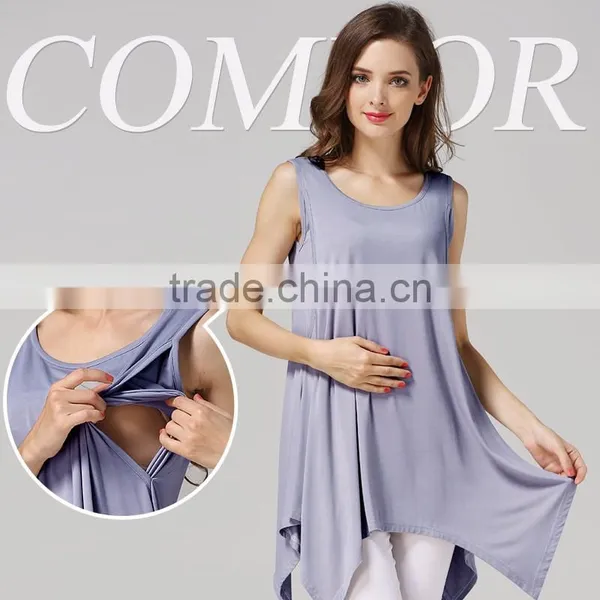 Blouse Sleeveless Nursing Clothes Thin Section Breastfeeding Clothing Modal Maternity Mother Outdoor Tops photo-2