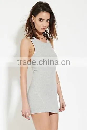 2017 Cheapsale Sexy Ladies 100%cotton Solid Sleeveless Casual Dress OEM Service photo-3