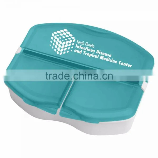 USA Made Tri-Minder Pill Box - Features 1 Large Compartment and 2 Smaller Compartments and Comes With Your Logo photo-3