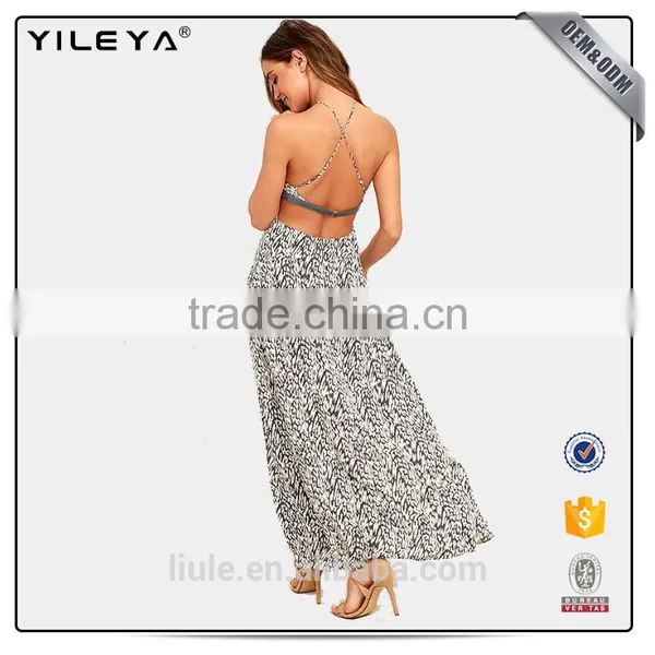 Stylish Maxi Dress Summer Lady Printed Halter Dress Fashion Dress Design photo-2