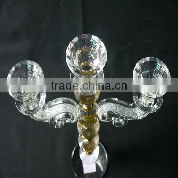 3 Arms Crystal With Metal Candelabra Candle Holder For Wedding Table Decoration photo-5