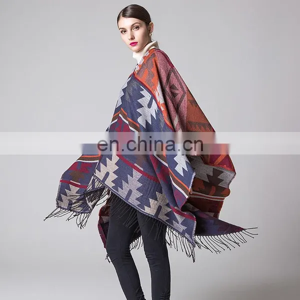 Cashmere Scarf Lengthened And Thickened Folk Style Travel Down Cape Cloak photo-5
