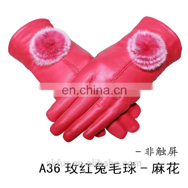 China Factory Wholesale Winter Warm Real Sheepskin Soft Leather Work Glove for Lady photo-4