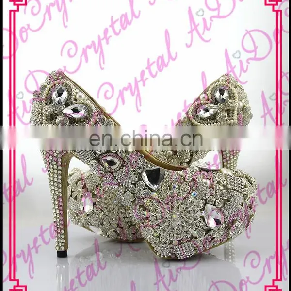 Aidocrystal Custom Wedding High Heels Crystal Studded Wedding Shoes Prom Shoes