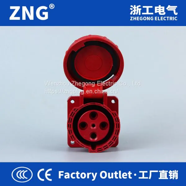 Panel-mounted 4 Pin 400v 63a Industrial Waterproof Socket Outlet Ip67 photo-3