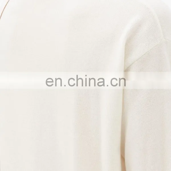 DiZNEW Unisex Women Wool Cashmere Crew Neck Pocket Cardigan Sweater photo-4