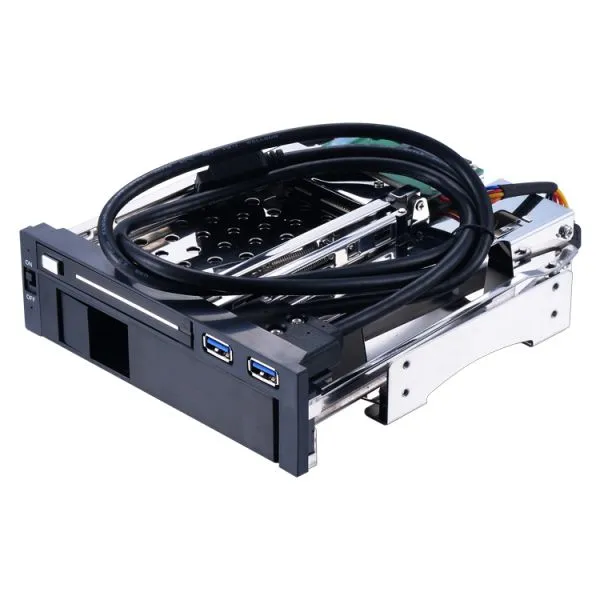 Unestech 5.25in Dual Bay SATA Hot-swap SSD Hdd Enlosure for 2.5+3.5in Ootibay USB Mobile Rack photo-2