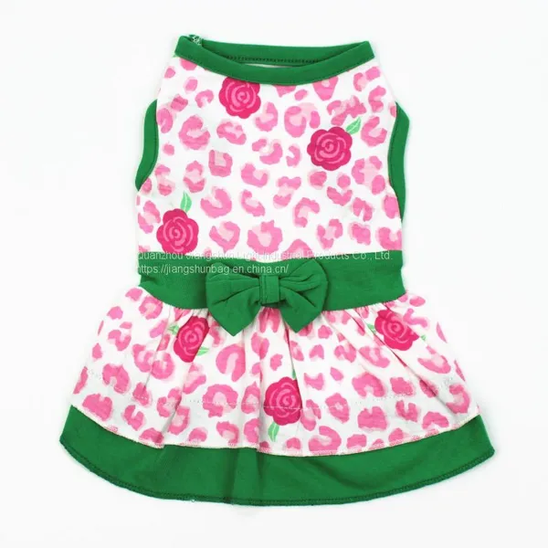 Cross-border Hot Dog Dress Pet Clothes Summer New Skirt Flower Print Wholesale Animal Supplies photo-2