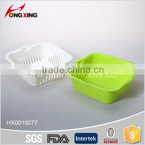 Dishwasher Safe Plastic Square Double Layer Collapsible Colander photo-3
