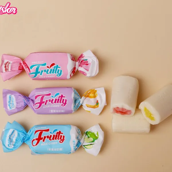 Chewy Taste Center Filled Double Color Fruity Milk Candy photo-2