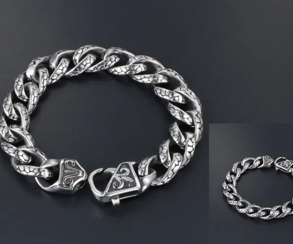 Stainless Steel Leopard Print Bracelet for Men,Titanium Steel Cast Bracelet, Retro Hiphop Jewelry Gift to Husband Father Dad photo-4