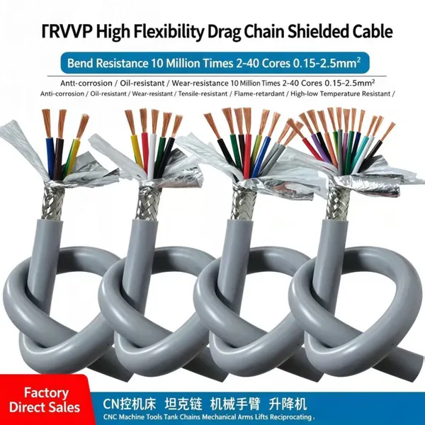 Copper Core PVC Insulated PVC Sheathed Shielded High Flexible Drag Chain Cable