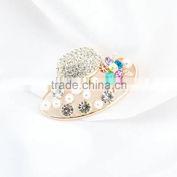 Beautiful Hat Crystal Rhinestone Brooch Hollow Out Brooch photo-3