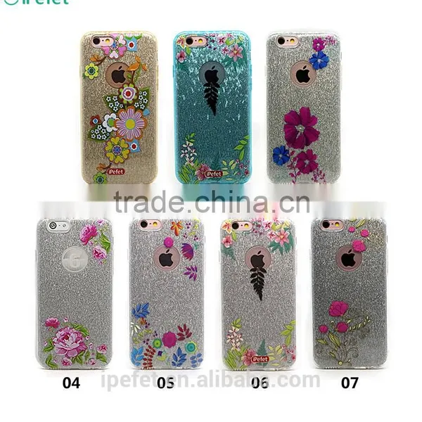 Hot Selling Flower Pattern 3 in 1 Design Phone Case for IPhone 6