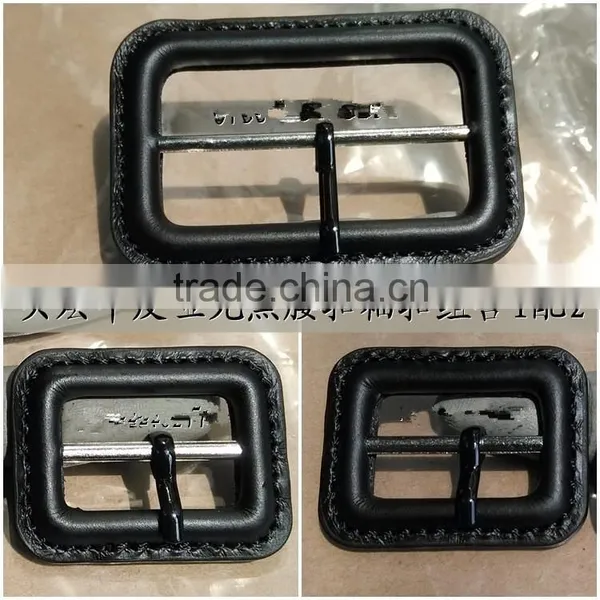 Matt Black Color Top Layer Genuine Leather Covered Coats Buckles photo-2