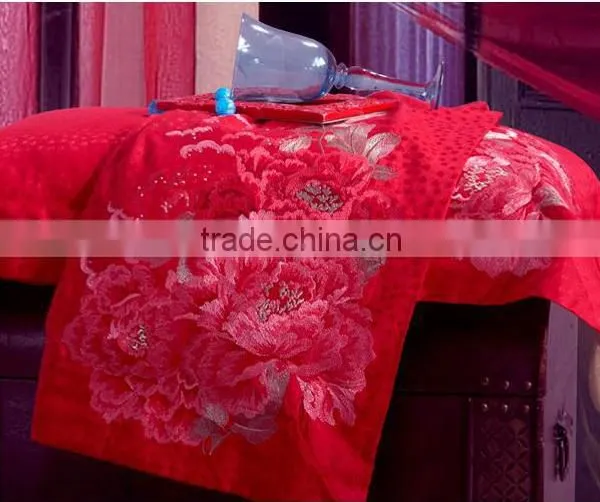 Chinese Element Embroidery Jacquard Red Bedding Set for Wedding photo-6