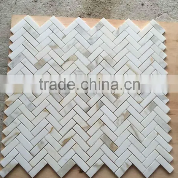 High Quality Polished Calacatta Gold Marble Mosaic for Floor Mosaic and Wall Mosaic photo-3
