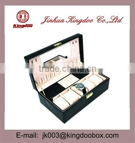 Jinhua Supplier Large Rectangular Wooden MDF PU Leather Watch Box With Mirror photo-2