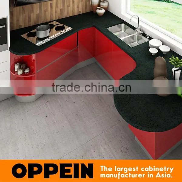 Kenya Exhibition Red Lacquer Cupboard MDF Wooden Kitchen Cabinet photo-2