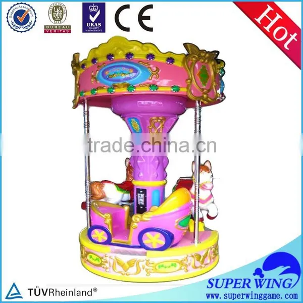 Pink Carousel Ride Pink Angel 3 Seats Carousel Amusement Park Electronic Kiddy Ride Horse ...
