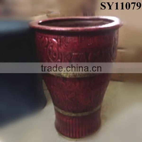 Pot for Flower Maroon Outdoor Big Porcelain Planter Pot Wholesale