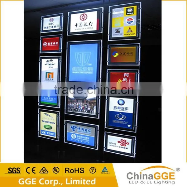 Wall Hanging Indoor Advertising Display Real Estate Window Display Light Pockets With Laser Engraved Dots LGP photo-3