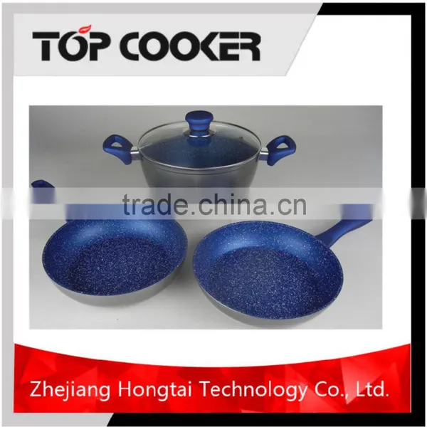 4pcs Forged Aluminum Living Stone Blue Marble Cookware Set photo-3