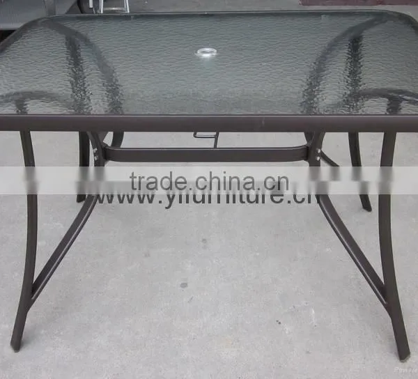 Outdoor Modern Design Long Narrow Tempered Glass Table for Coffee Shop Garden YT37 photo-3