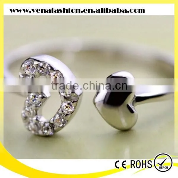 Heart Diamond Solid Value 925 Silver China cz Rings photo-2