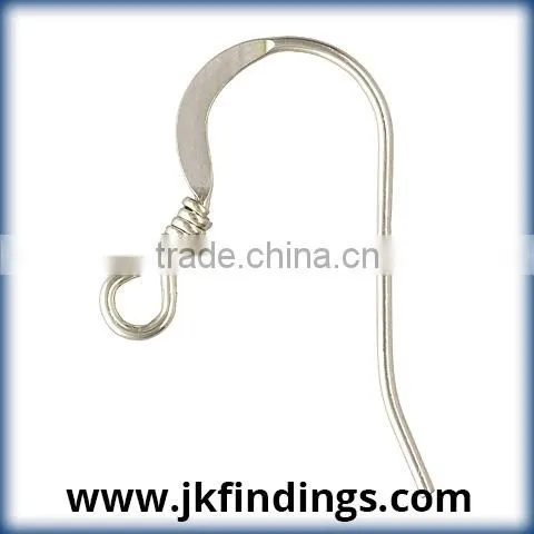 1/10th Silver Filled Jewelry Findings: Ear Wire Flat W/Coil (0.61mm) AT
