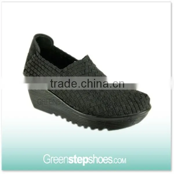 Women Spring Summer Air Elastic Wedge Heels Shoes photo-4