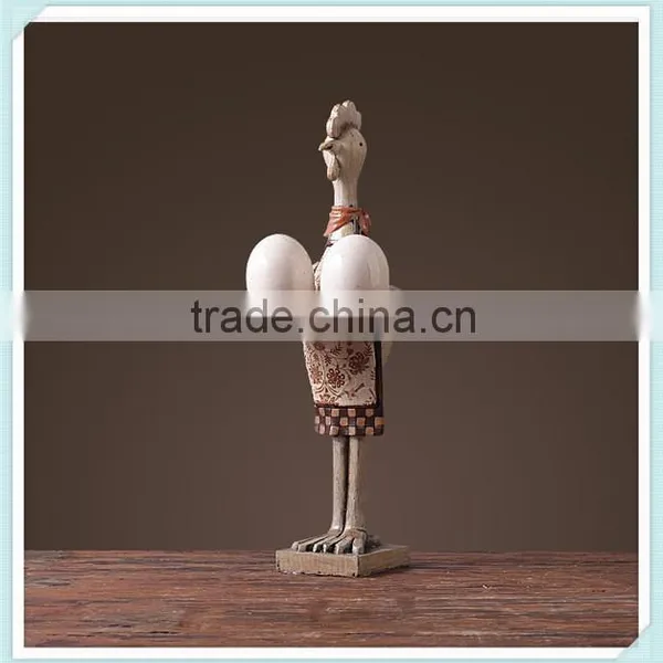 Resin Chicken Ornament Sculpture Chicken in Door Decorative Statue for Home Decoration photo-3