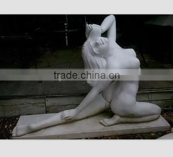 Hand Carved Natural White Marble Sculpture Naked Sex Girl Statue