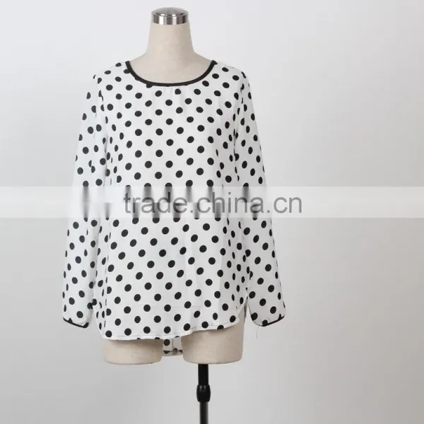 Latest Blouse Design Pictures Woman Polka Dot Blouse Top Long Sleeve Bulk Wholesale Blouse Manufacture