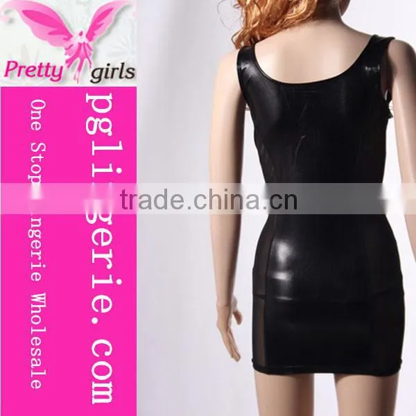 Sexy Hot Club Black Dresse,Sleeveless Fashion Pu Leather Dress,Cheap Bandage Dress photo-2