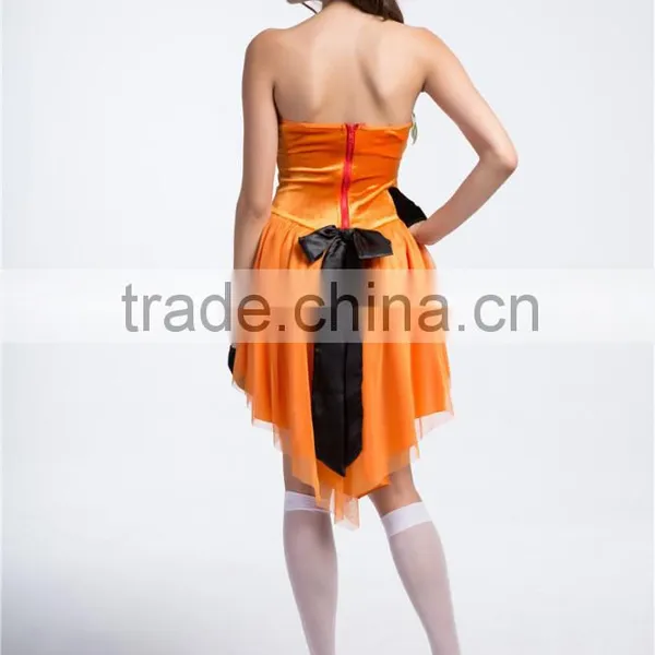 Fancy Adult Irregular Hem Orrange Pumpkin Dress Deluxe Halloween Costumes photo-6