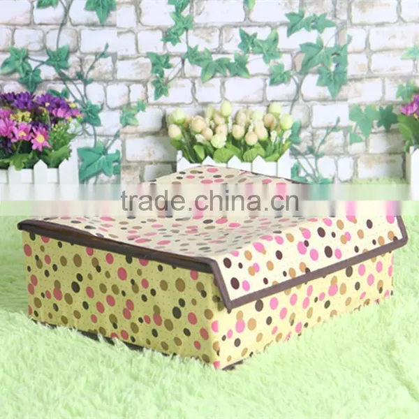 N488 Good Quality Rectangle Non Woven Coated Water Proof Foldable Storage Box Polka Dot Bin photo-5