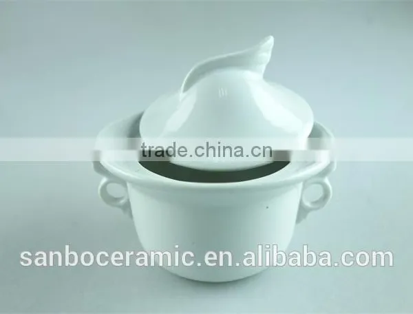 Mini Ceramic Casserole Pot With Lid, White Ceramic Small Soup Pot for Cookware photo-3