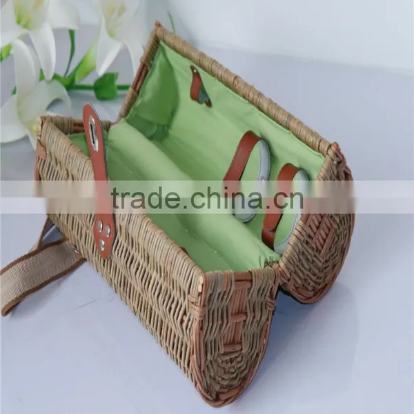 2016 New Product Pure Handmade Wholesale Wicker Willow Wine Basket for Picnic photo-5