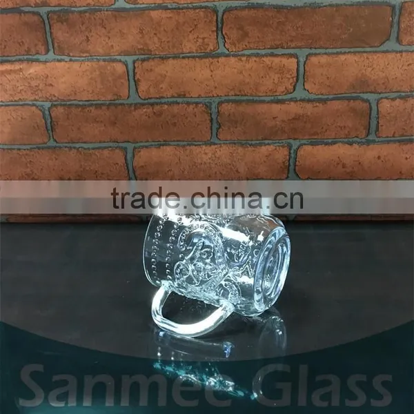 Cheap Embossed Glass Beer Mug With Handle photo-2