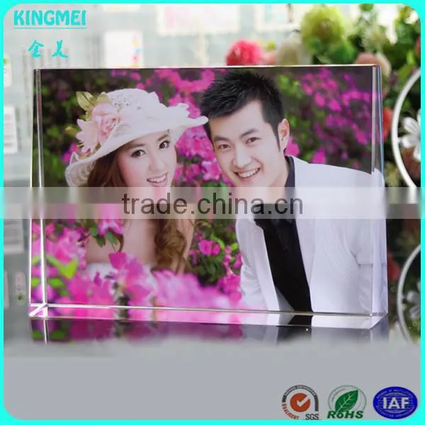 Square 4x6 Clear Freestanding Lucite Crystal Picture Frame photo-3