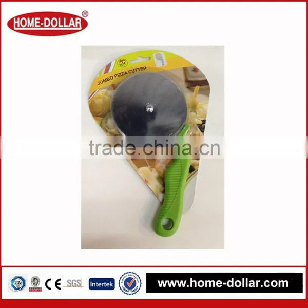 METAL KNIFE WITH PLASTIC HANDLE GREEN 12CM LENGTH PIZZA WHEEL photo-2