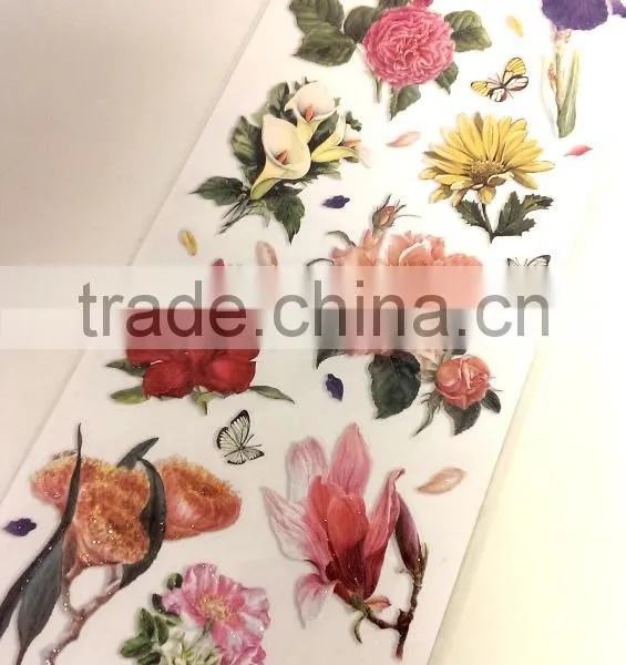 Colorful Floral Design Sticker, Classic Decorative Shinny Glitter Sticker photo-2