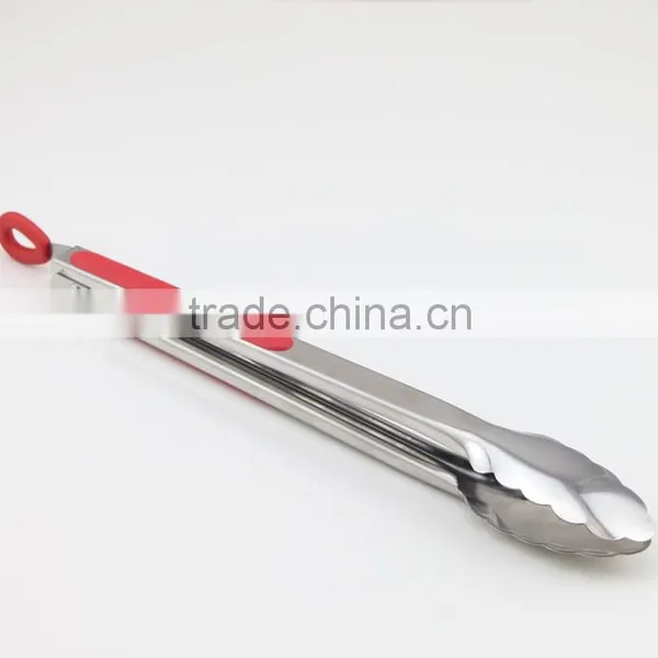 Red Silicone Handle Stainless Steel Tong Barbecue Tong photo-3
