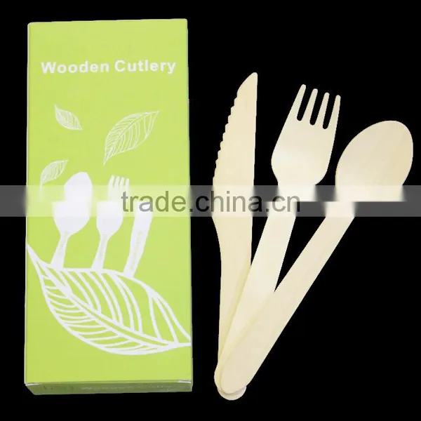 Birch Restaurant Disposable Wooden Cutlery Set photo-3