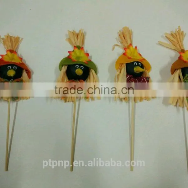 Paper Straw and Fabric Scarecrow Head for Autumn and Harvest Decoration photo-2