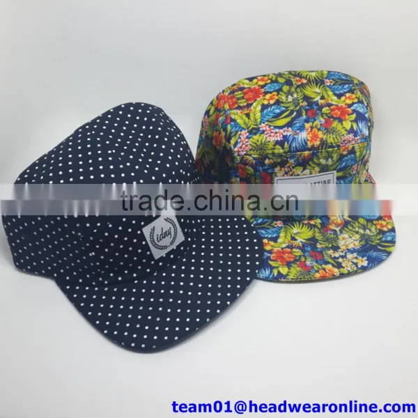 Custom Pattern Printed 5 Panel Hat Camp Cap With Patch Tag photo-4